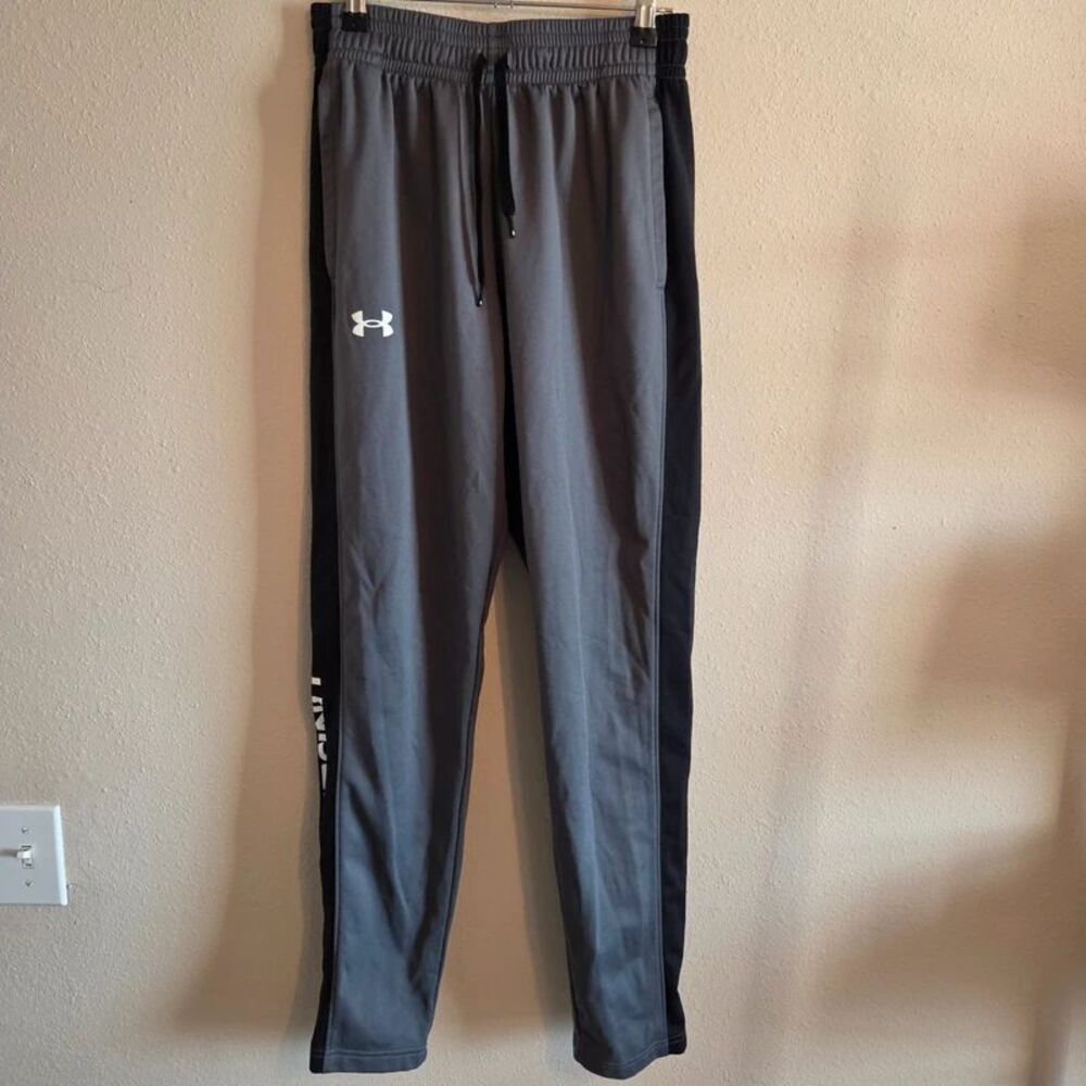 Under Armour Men's Small Gray Black Athletic Track Pants Loose Fit